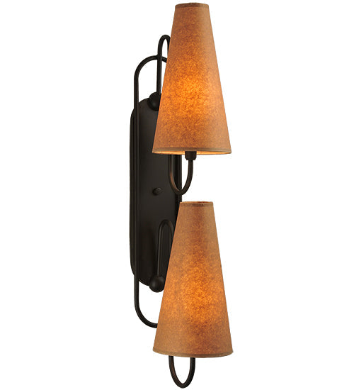Meyda Lighting Clef 6" 2-Light Oil Rubbed Bronze Wall Sconce With Kraft Textrene Shade Glass