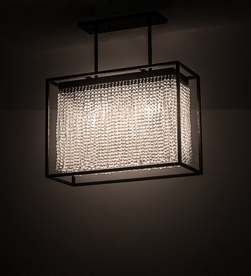 Meyda Lighting Cleo 24" 2-Light Timeless Bronze Pendant Light With Clear Crystal Strands Shade Glass