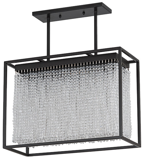 Meyda Lighting Cleo 24" 2-Light Timeless Bronze Pendant Light With Clear Crystal Strands Shade Glass