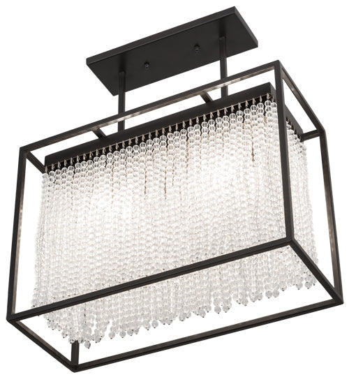 Meyda Lighting Cleo 24" 2-Light Timeless Bronze Pendant Light With Clear Crystal Strands Shade Glass