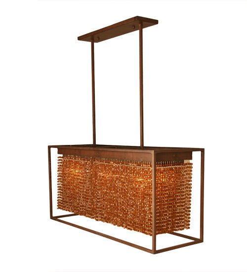 Meyda Lighting Cleo 36" Hanna Copper Pendant Light With Amber Octagonal Crystal Shade