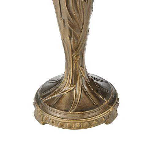 Meyda Lighting Cleopatra 25" 2-Light Mahogany Bronze Table Lamp With Amber & Beige Art Shade Glass