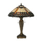Meyda Lighting Cleopatra 25" 2-Light Mahogany Bronze Table Lamp With Amber & Beige Art Shade Glass