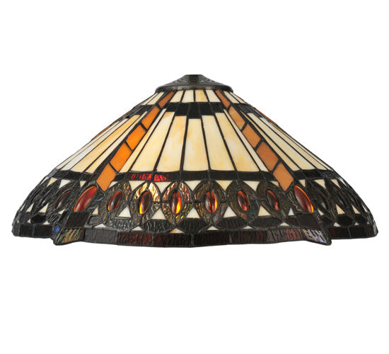 Meyda Lighting Cleopatra 25" 2-Light Mahogany Bronze Table Lamp With Amber & Beige Art Shade Glass