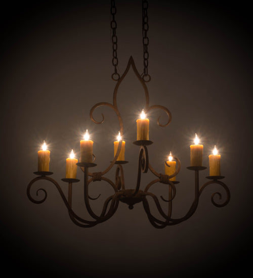 Meyda Lighting Clifton 36" 8-Light Antique Rust Chandelier With Ivory Faux Candlelight