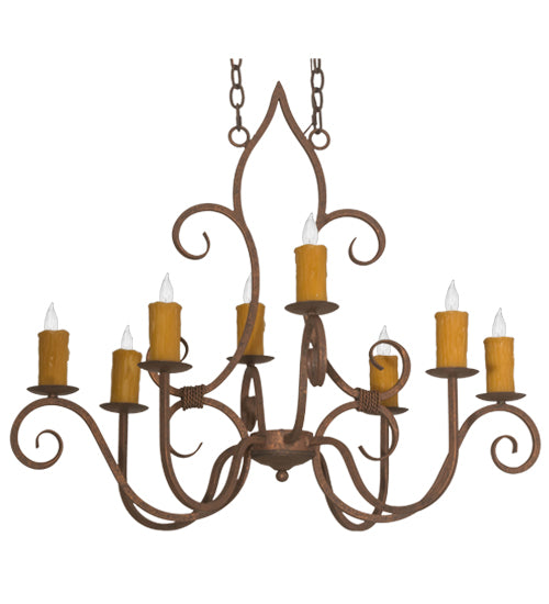 Meyda Lighting Clifton 36" 8-Light Antique Rust Chandelier With Ivory Faux Candlelight
