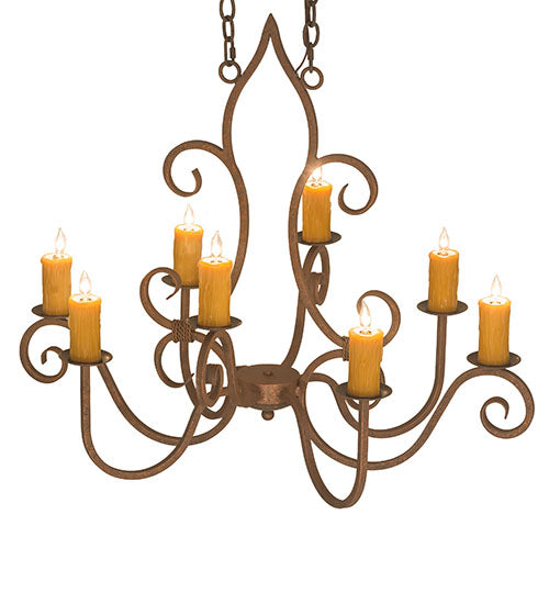 Meyda Lighting Clifton 36" 8-Light Antique Rust Chandelier With Ivory Faux Candlelight