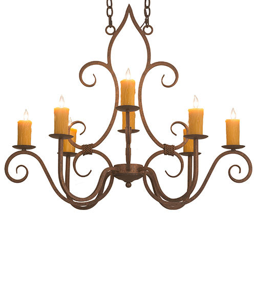 Meyda Lighting Clifton 36" 8-Light Antique Rust Chandelier With Ivory Faux Candlelight