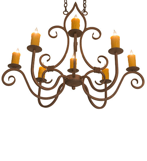 Meyda Lighting Clifton 36" 8-Light Antique Rust Chandelier With Ivory Faux Candlelight