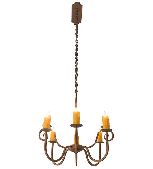 Meyda Lighting Clifton 36" 8-Light Antique Rust Chandelier With Ivory Faux Candlelight