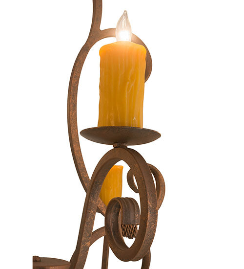 Meyda Lighting Clifton 36" 8-Light Antique Rust Chandelier With Ivory Faux Candlelight