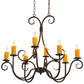 Meyda Lighting Clifton 36" 8-Light Cafe Noir Chandelier With Ivory Faux Candlelight Shade Glass