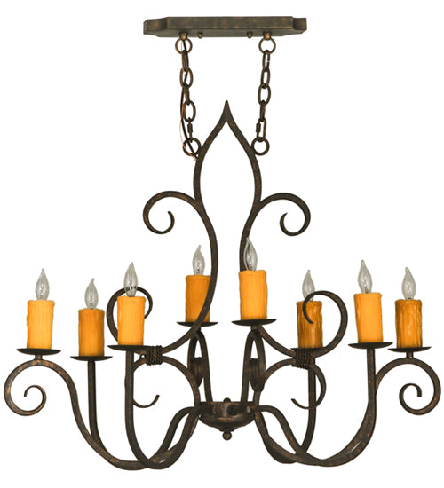 Meyda Lighting Clifton 36" 8-Light Gilded Tobacco Island Chandelier With Amber Faux Candlelight