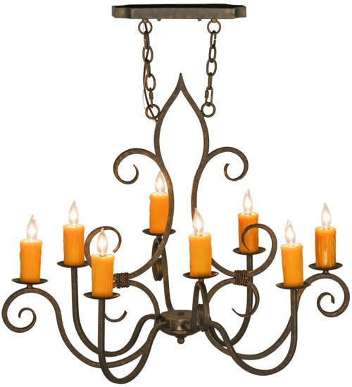 Meyda Lighting Clifton 36" 8-Light Gilded Tobacco Island Chandelier With Amber Faux Candlelight