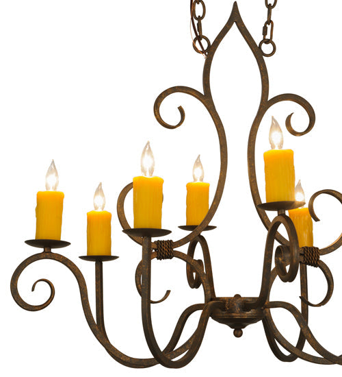 Meyda Lighting Clifton 36" 8-Light Gilded Tobacco Island Chandelier With Amber Faux Candlelight
