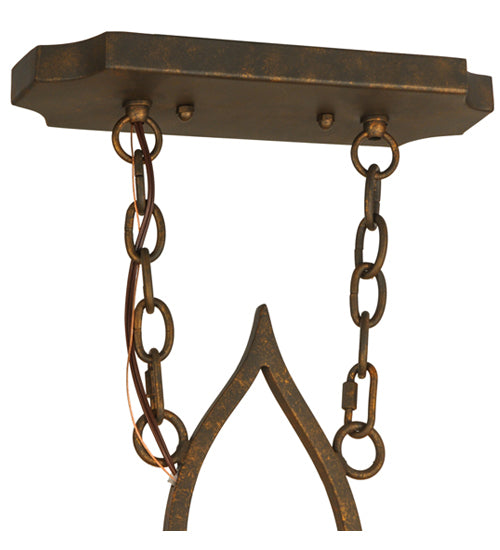 Meyda Lighting Clifton 36" 8-Light Gilded Tobacco Island Chandelier With Amber Faux Candlelight