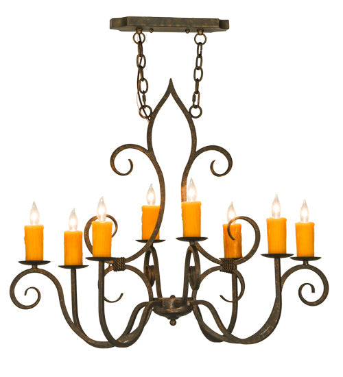 Meyda Lighting Clifton 36" 8-Light Gilded Tobacco Island Chandelier With Amber Faux Candlelight