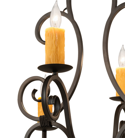 Meyda Lighting Clifton 36" 8-Light Oil Rubbed Bronze Island Chandelier With Amber Faux Candlelight