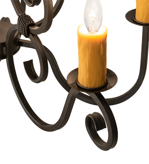 Meyda Lighting Clifton 36" 8-Light Oil Rubbed Bronze Island Chandelier With Amber Faux Candlelight