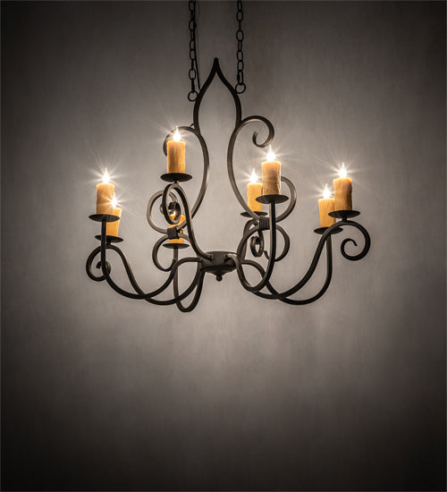 Meyda Lighting Clifton 36" 8-Light Oil Rubbed Bronze Island Chandelier With Amber Faux Candlelight