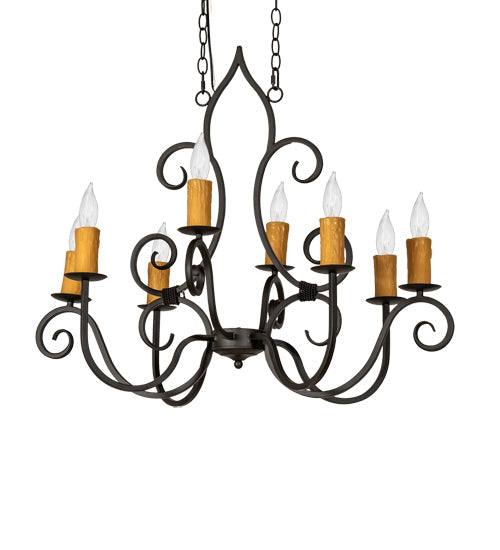 Meyda Lighting Clifton 36" 8-Light Oil Rubbed Bronze Island Chandelier With Amber Faux Candlelight