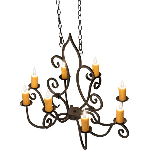 Meyda Lighting Clifton 36" 8-Light Oil Rubbed Bronze Island Chandelier With Amber Faux Candlelight
