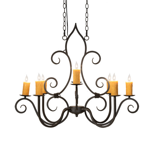 Meyda Lighting Clifton 36" 8-Light Oil Rubbed Bronze Island Chandelier With Amber Faux Candlelight
