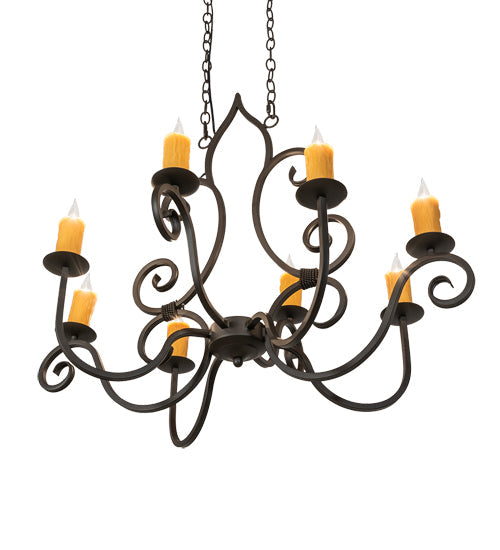 Meyda Lighting Clifton 36" 8-Light Oil Rubbed Bronze Island Chandelier With Amber Faux Candlelight
