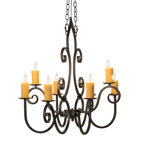 Meyda Lighting Clifton 36" 8-Light Oil Rubbed Bronze Island Chandelier With Amber Faux Candlelight