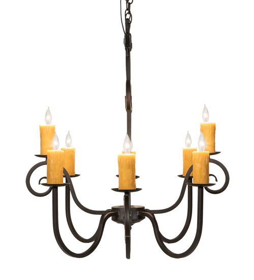 Meyda Lighting Clifton 36" 8-Light Oil Rubbed Bronze Island Chandelier With Amber Faux Candlelight