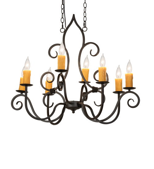 Meyda Lighting Clifton 36" 8-Light Oil Rubbed Bronze Island Chandelier With Amber Faux Candlelight