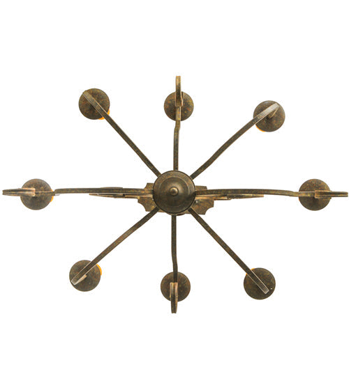 Meyda Lighting Clifton 36" 8-Light Organic Rust Chandelier With Amber Faux Candlelight