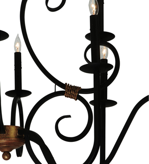Meyda Lighting Clifton 43" 10-Light Black And Autumn Leaf Chandelier With Black Faux Candlelight