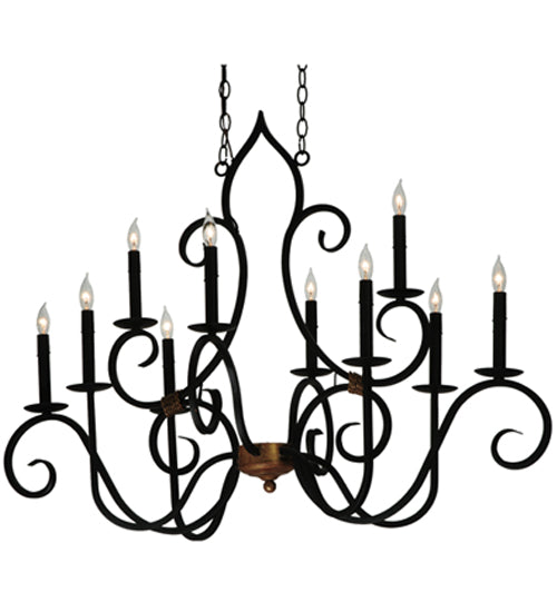 Meyda Lighting Clifton 43" 10-Light Black And Autumn Leaf Chandelier With Black Faux Candlelight