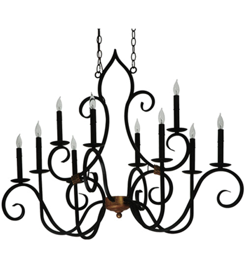 Meyda Lighting Clifton 43" 10-Light Black And Autumn Leaf Chandelier With Black Faux Candlelight