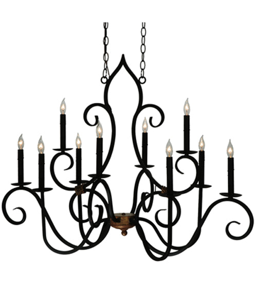 Meyda Lighting Clifton 43" 10-Light Black And Autumn Leaf Chandelier With Black Faux Candlelight