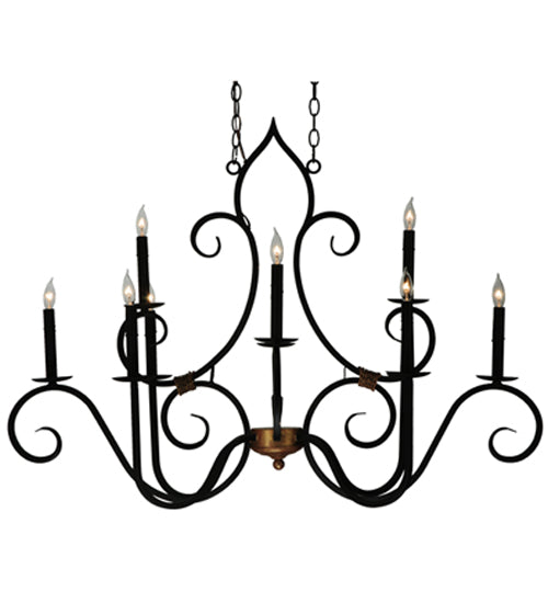 Meyda Lighting Clifton 43" 10-Light Black And Autumn Leaf Chandelier With Black Faux Candlelight