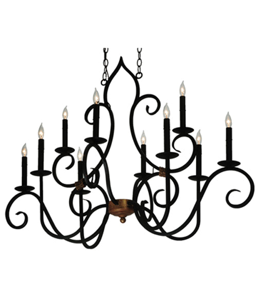 Meyda Lighting Clifton 43" 10-Light Black And Autumn Leaf Chandelier With Black Faux Candlelight