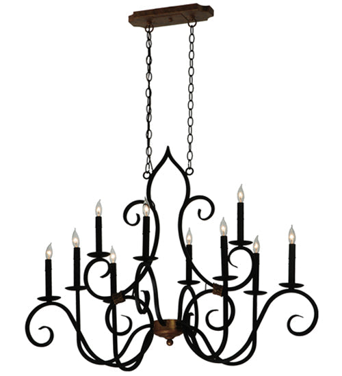 Meyda Lighting Clifton 43" 10-Light Black And Autumn Leaf Chandelier With Black Faux Candlelight
