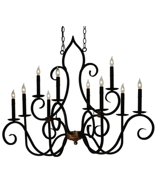 Meyda Lighting Clifton 43" 10-Light Black And Autumn Leaf Chandelier With Black Faux Candlelight