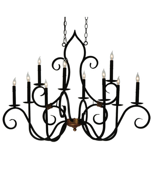 Meyda Lighting Clifton 43" 10-Light Black And Autumn Leaf Chandelier With Black Faux Candlelight
