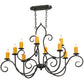 Meyda Lighting Clifton 48" 10-Light Antique Iron Gate Chandelier With Amber Faux Candlelight