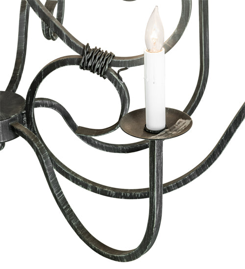 Meyda Lighting Clifton 48" 10-Light Antique Iron Gate Chandelier With White Faux Candlelight