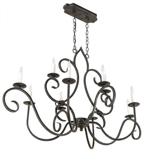 Meyda Lighting Clifton 48" 10-Light Antique Iron Gate Chandelier With White Faux Candlelight