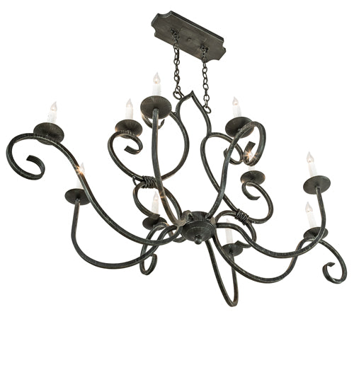 Meyda Lighting Clifton 48" 10-Light Antique Iron Gate Chandelier With White Faux Candlelight