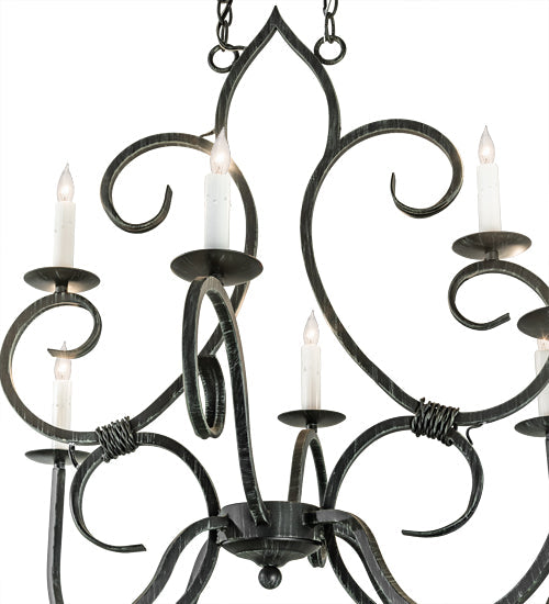 Meyda Lighting Clifton 48" 10-Light Antique Iron Gate Chandelier With White Faux Candlelight