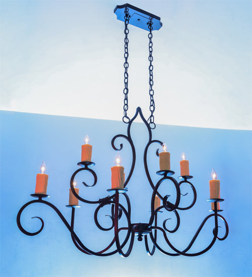 Meyda Lighting Clifton 48" 10-Light Blackwash Chandelier With Ivory Faux Candlelight