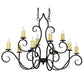 Meyda Lighting Clifton 48" 10-Light Blackwash Chandelier With Ivory Faux Candlelight