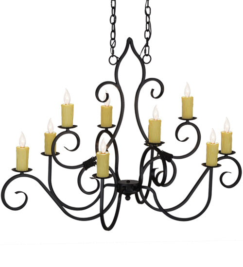 Meyda Lighting Clifton 48" 10-Light Blackwash Chandelier With Ivory Faux Candlelight