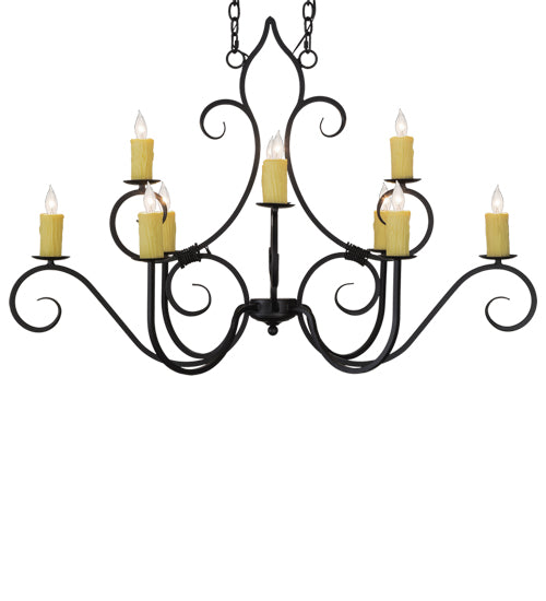 Meyda Lighting Clifton 48" 10-Light Blackwash Chandelier With Ivory Faux Candlelight